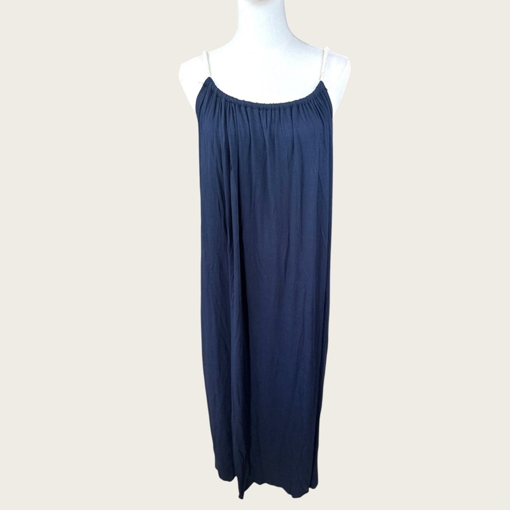 Piombo NWT Size XL‎ Dark Blue soft Viscose midi Dress rope straps